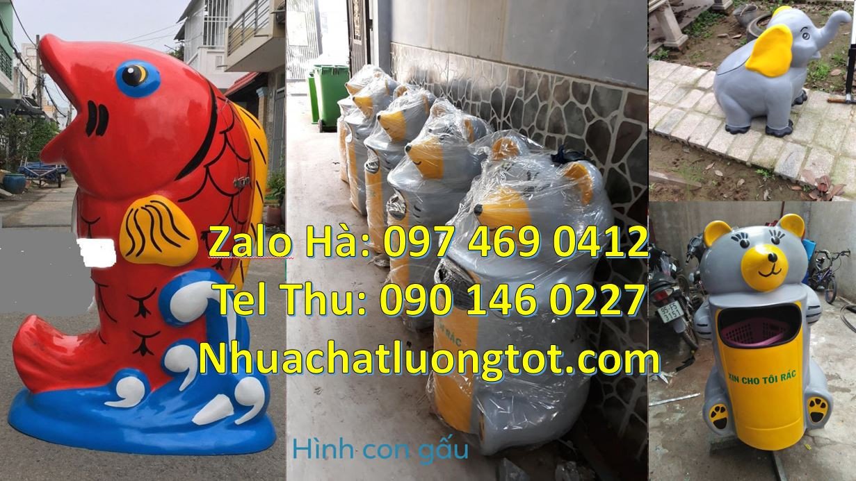Bán thùng rác hình con chim cánh cụt,thùng rác hình con cá chép màu đỏ