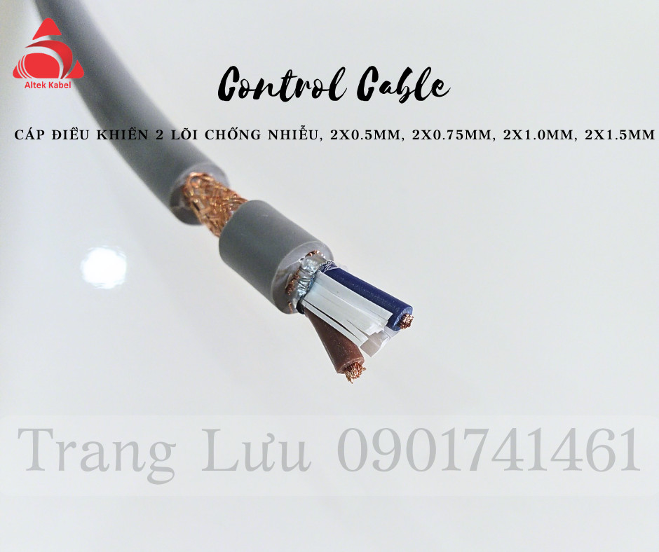 Cáp điều khiển 2x1.0mm lưới chống nhiễu