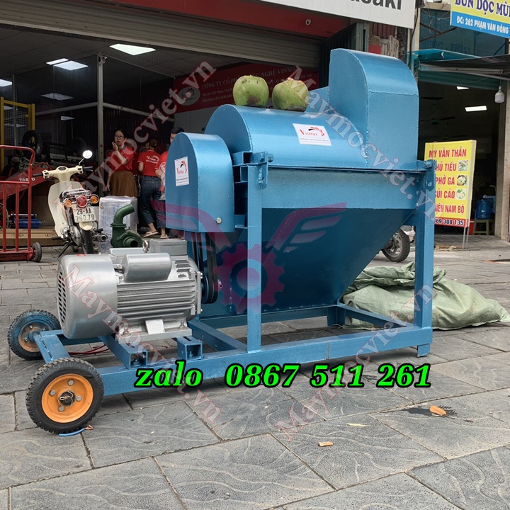 Máy băm nghiền xơ dừa làm phân giá thể chạy điện