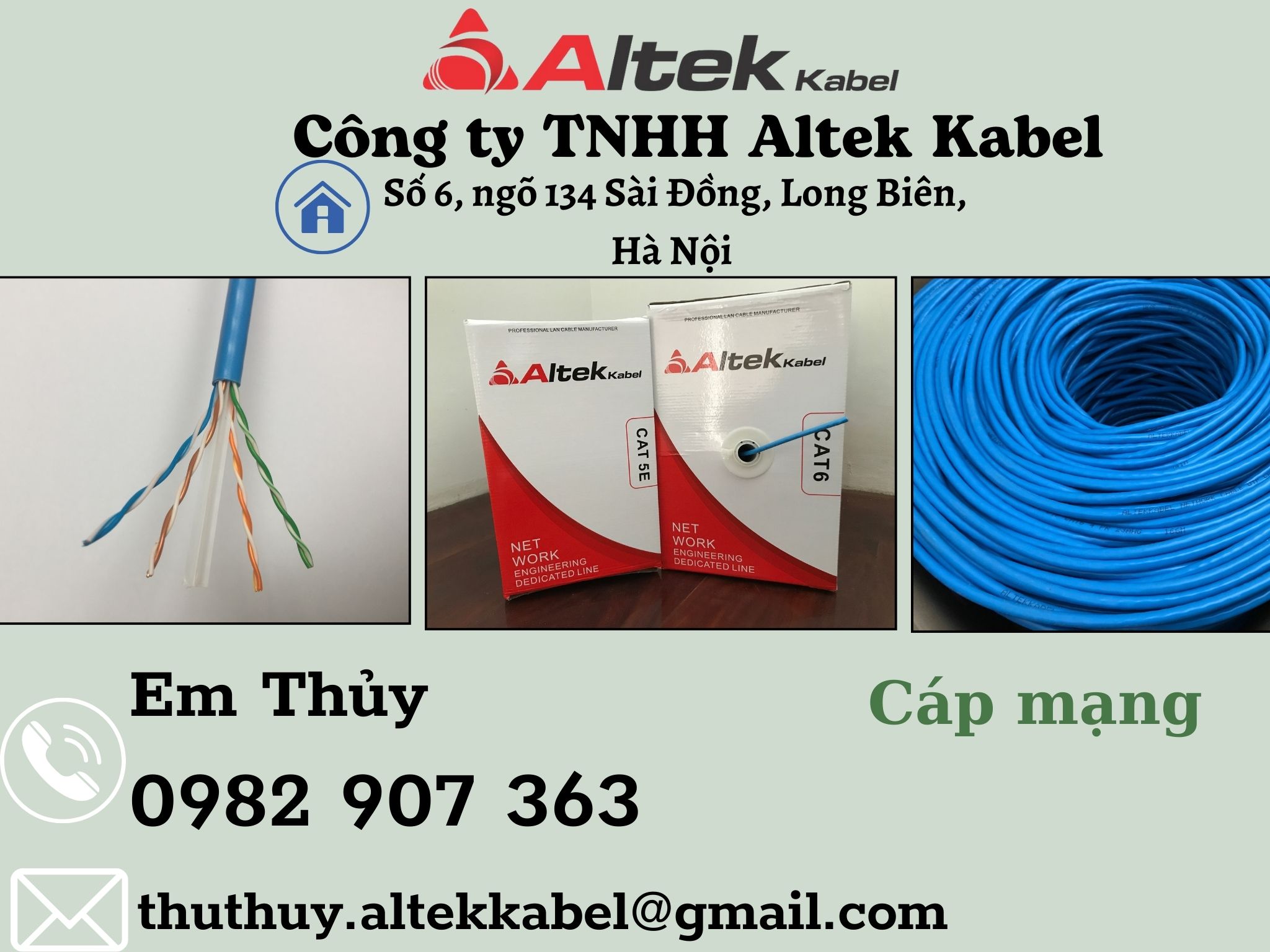 Cáp mạng UTP CAT6, FTP6 Altek Kabek giá tại kho