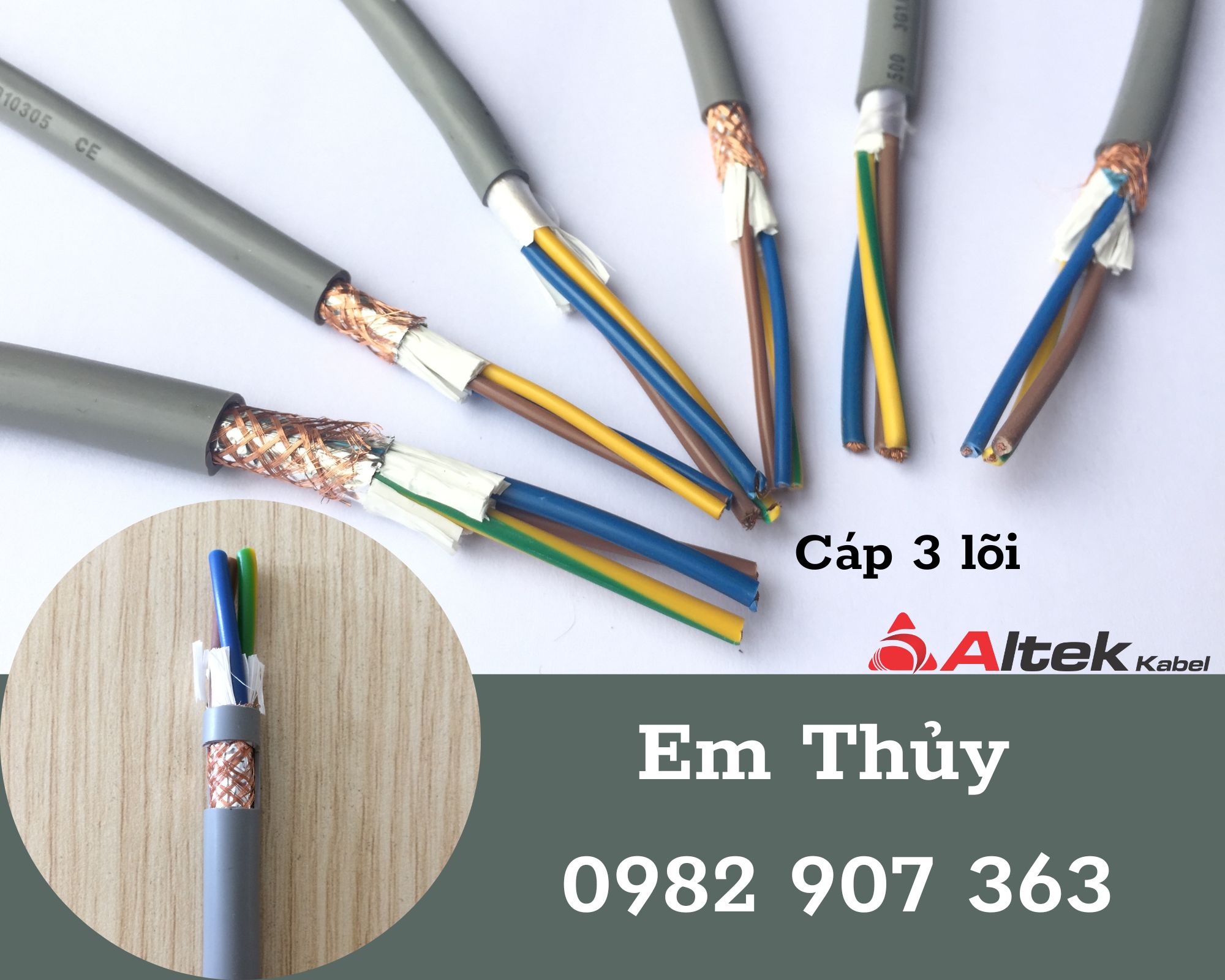 Cáp điều khiển 3 lõi x 0.5mm, 0.75mm, 1.0mm, 1.5mm2