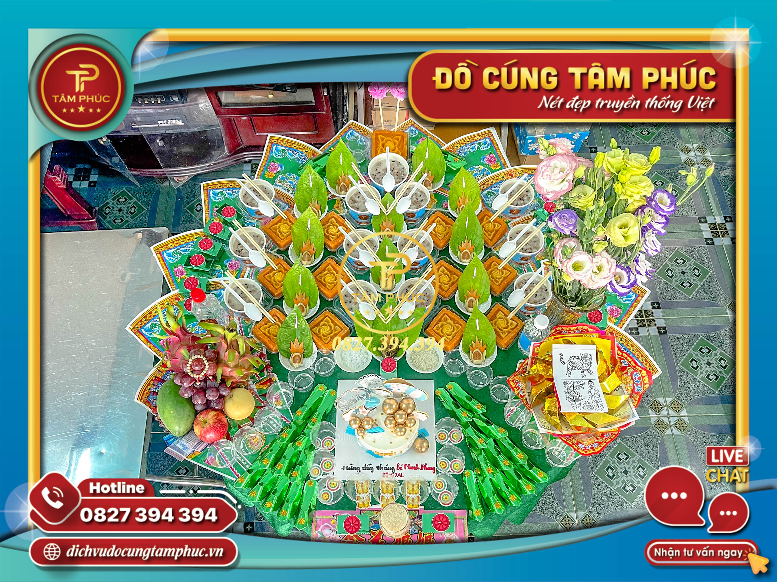 Mâm cúng Đầy Tháng - Thôi Nôi gói CHAY cho bé