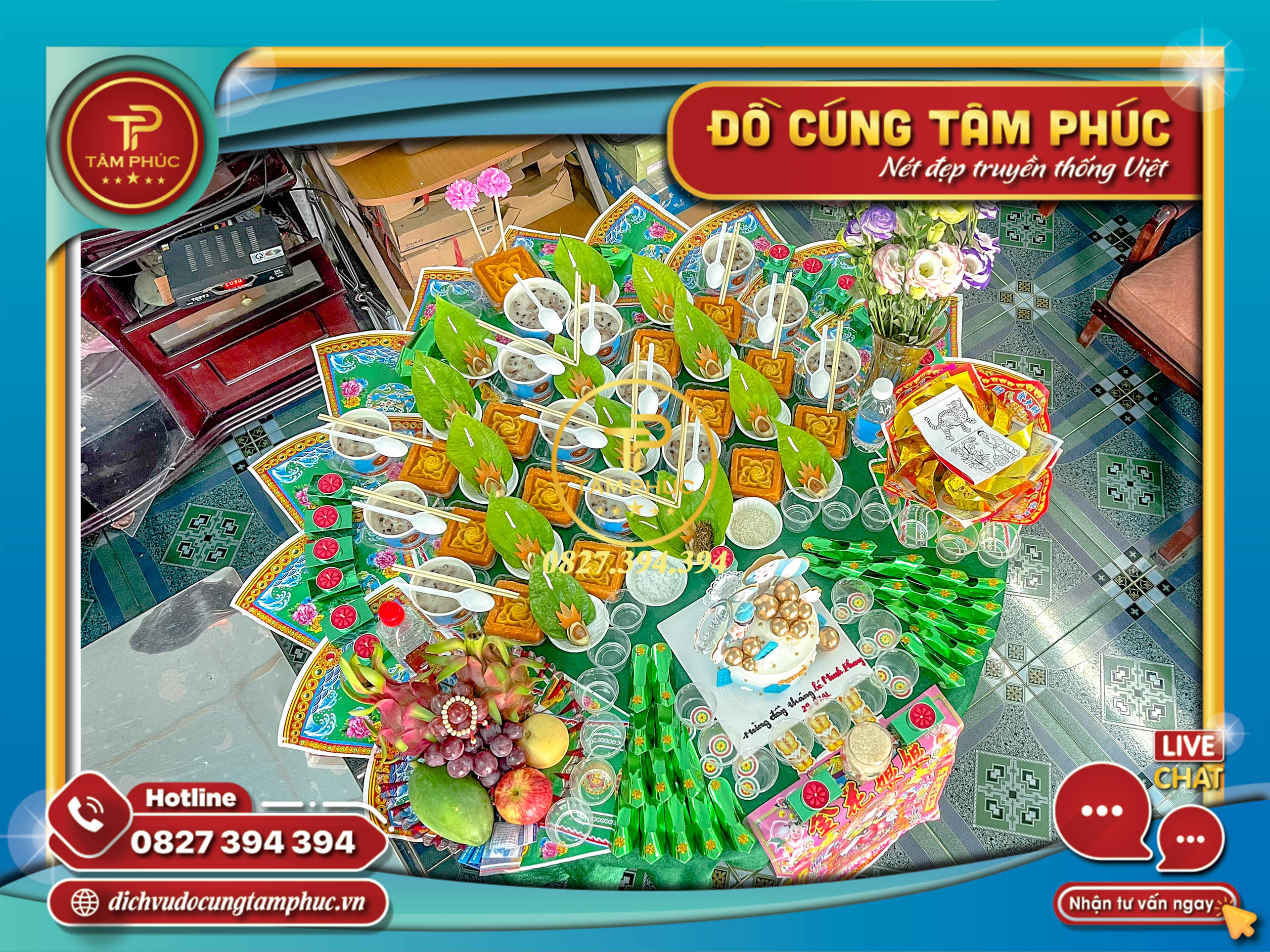 Mâm cúng Đầy Tháng - Thôi Nôi gói CHAY cho bé