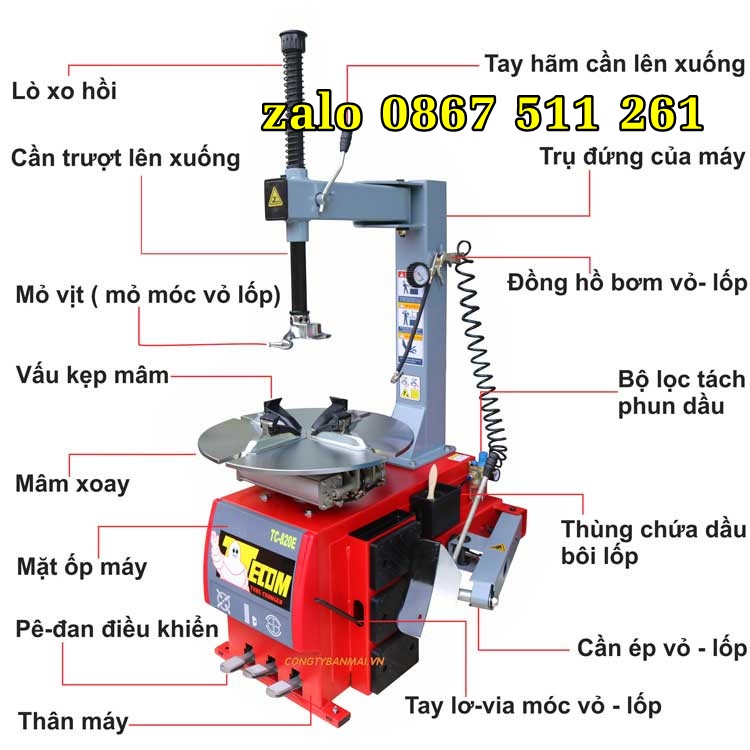 Máy ra vào vỏ lốp xe ô tô Tecom TC820-E giá rẻ
