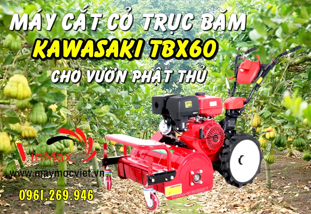 Máy cắt cỏ dại cho vườn phật thủ Kawasaki TBX60 đường cắt 60cm