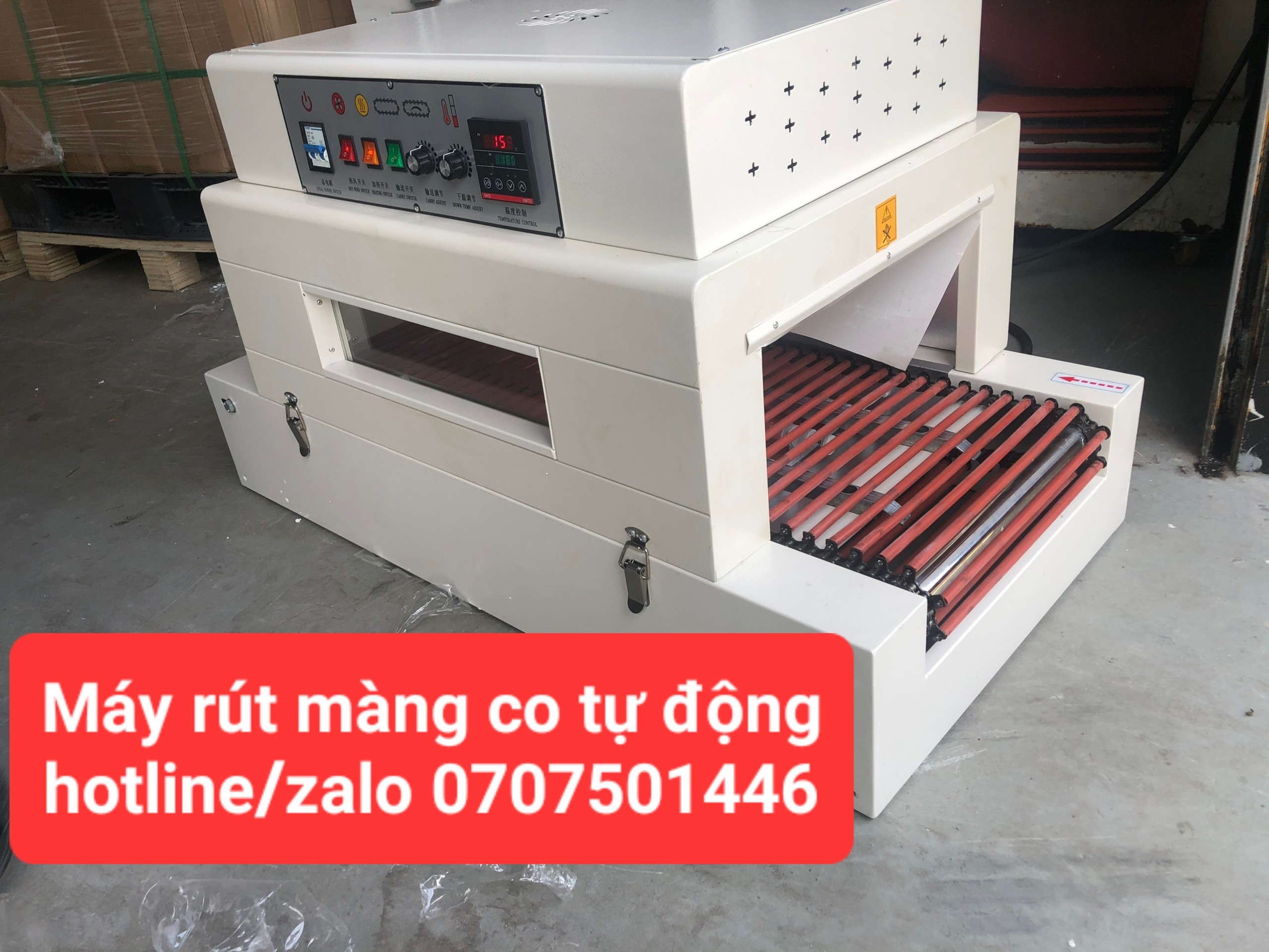 bán máy rút màng co pof, màng co pvc tự động