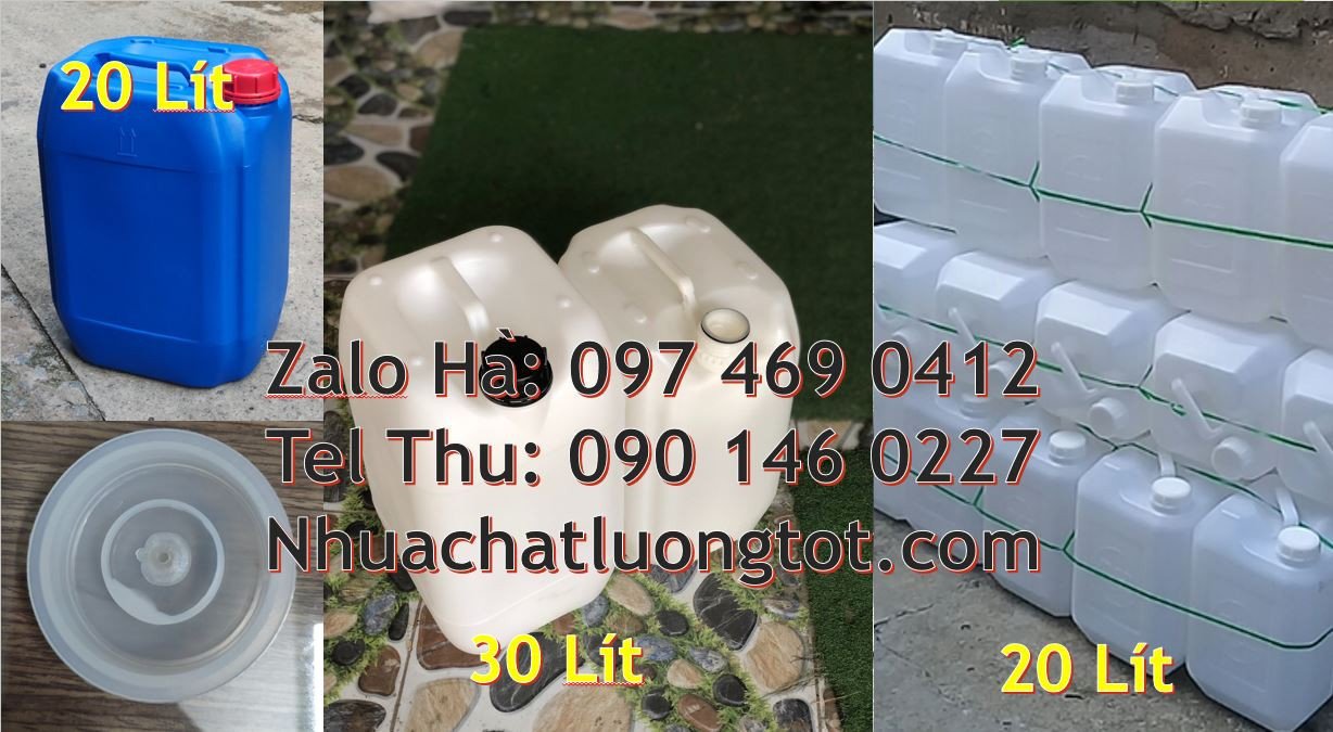 Bán can nhựa 30l có nắp thoát khí,can nhựa 20l vuông màu xanh giá rẻ