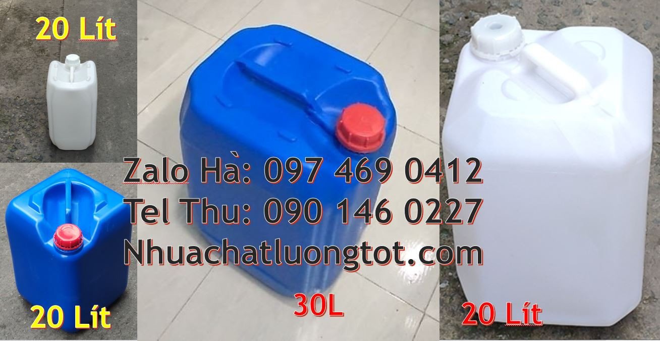 Bán can nhựa 30l có nắp thoát khí,can nhựa 20l vuông màu xanh giá rẻ