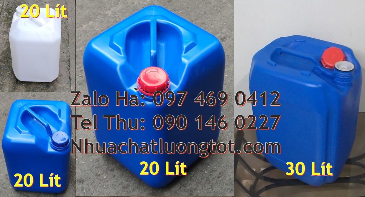Bán can nhựa 30l có nắp thoát khí,can nhựa 20l vuông màu xanh giá rẻ