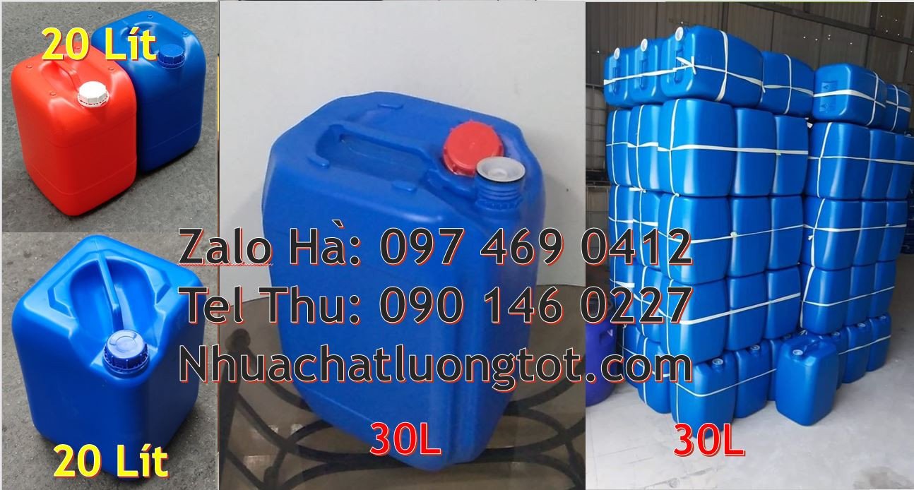 Bán can nhựa 30l có nắp thoát khí,can nhựa 20l vuông màu xanh giá rẻ