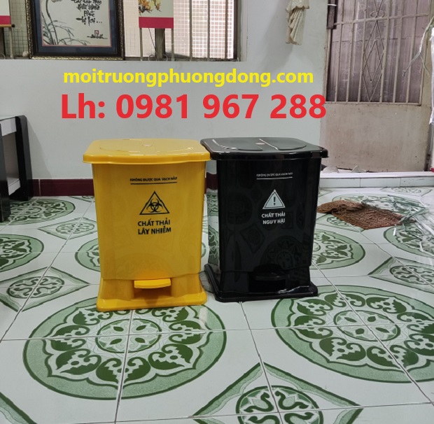 Thùng rác y tế 30 lít đạp chân, thùng rác phân loại rác thải 30L