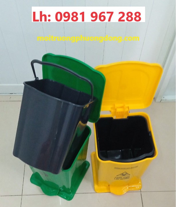 Thùng rác y tế 30 lít đạp chân, thùng rác phân loại rác thải 30L