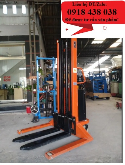 Xe nâng bán tự động, nâng hạ bằng điện, di chuyển đẩy tay