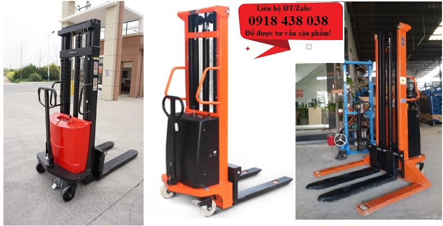 Xe nâng bán tự động, nâng hạ bằng điện, di chuyển đẩy tay