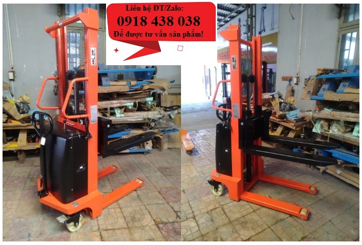 Xe nâng bán tự động, nâng hạ bằng điện, di chuyển đẩy tay