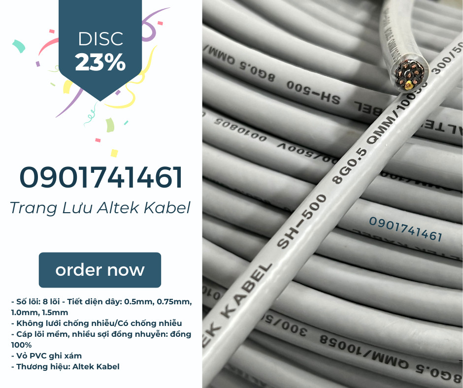 Cáp điều khiển 8x0.5mm, 8x0.75mm, 8x1.0mm, 8x1.5mm