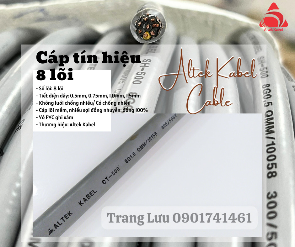 Cáp điều khiển 8x0.5mm, 8x0.75mm, 8x1.0mm, 8x1.5mm