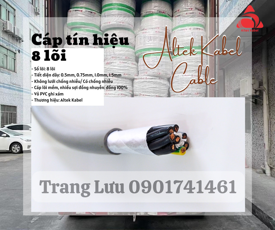 Cáp điều khiển 8x0.5mm, 8x0.75mm, 8x1.0mm, 8x1.5mm