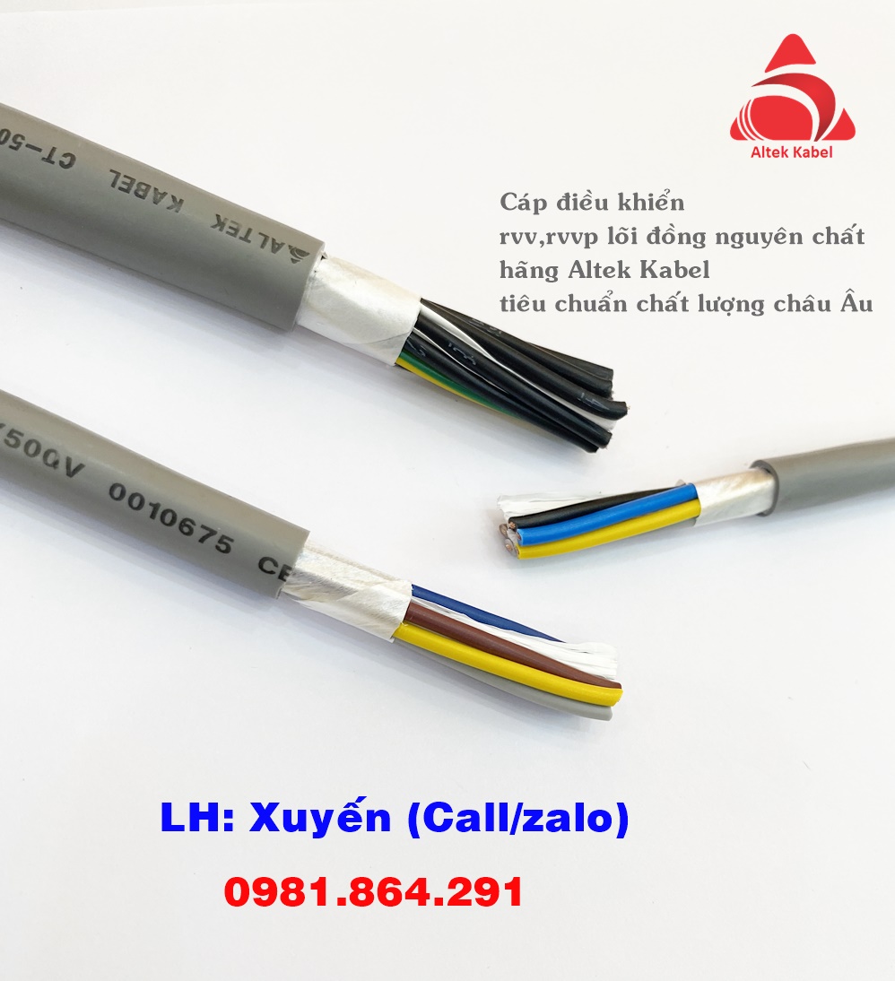 Cáp điều khiển 3C, 3x1.5mm2 bọc kim chống nhiễu Altek Kabel
