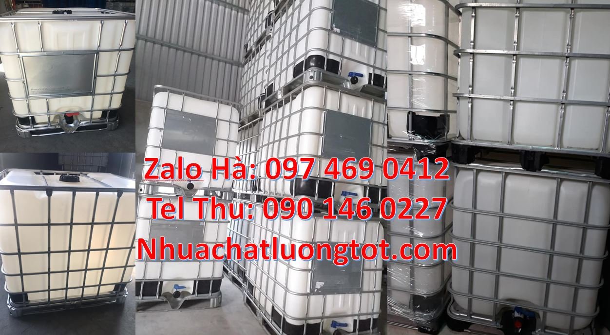 Bán tank nhựa 1000l đựng hóa chất có nắp chiết rót,thùng ibc 1000l cũ