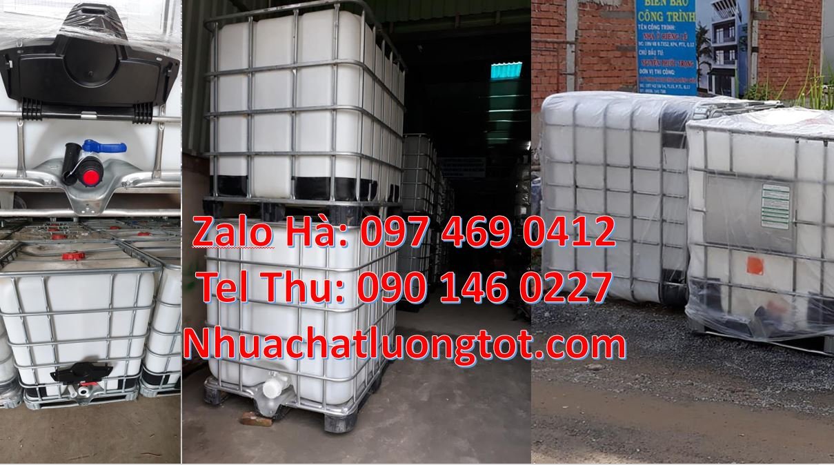 Bán tank nhựa 1000l đựng hóa chất có nắp chiết rót,thùng ibc 1000l cũ