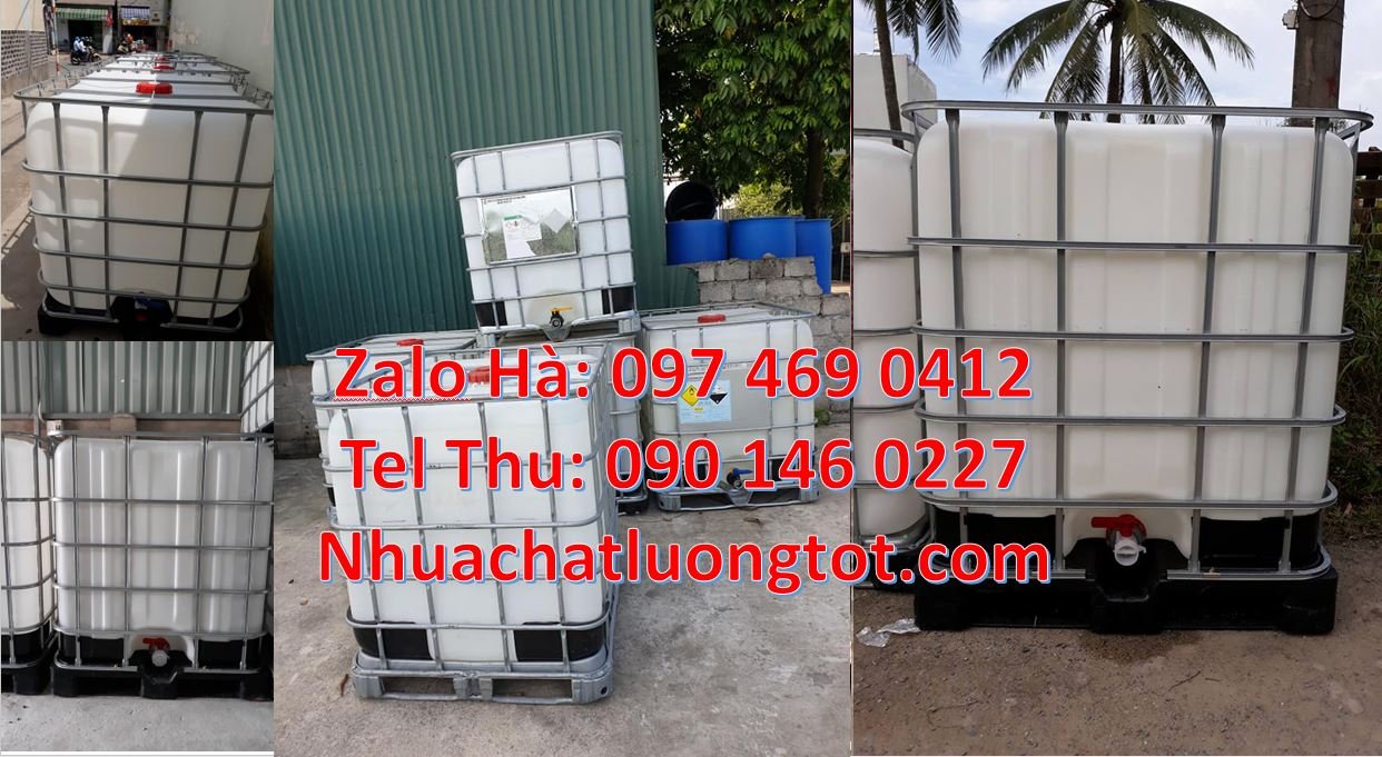 Bán tank nhựa 1000l đựng hóa chất có nắp chiết rót,thùng ibc 1000l cũ