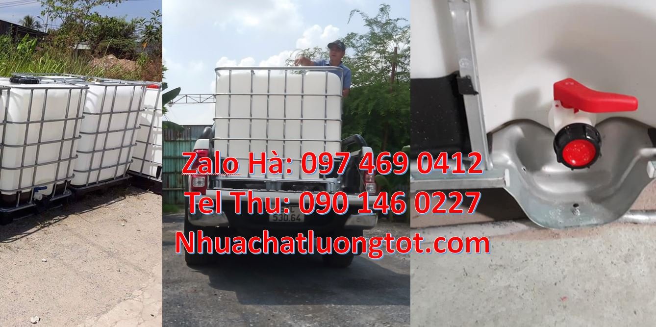 Bán tank nhựa 1000l đựng hóa chất có nắp chiết rót,thùng ibc 1000l cũ