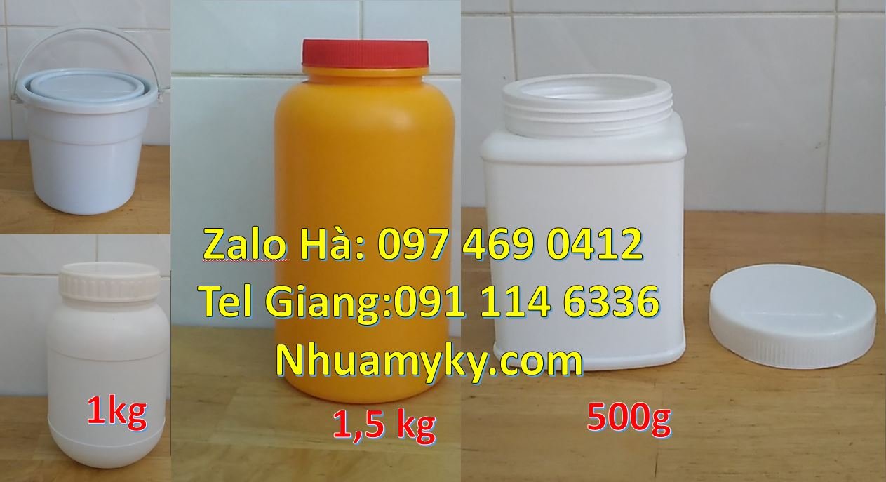 Bán hũ nhựa 500g đựng mỹ phẩm.hũ nhựa 1kg đựng hóa chất,hũ nhựa 100g r