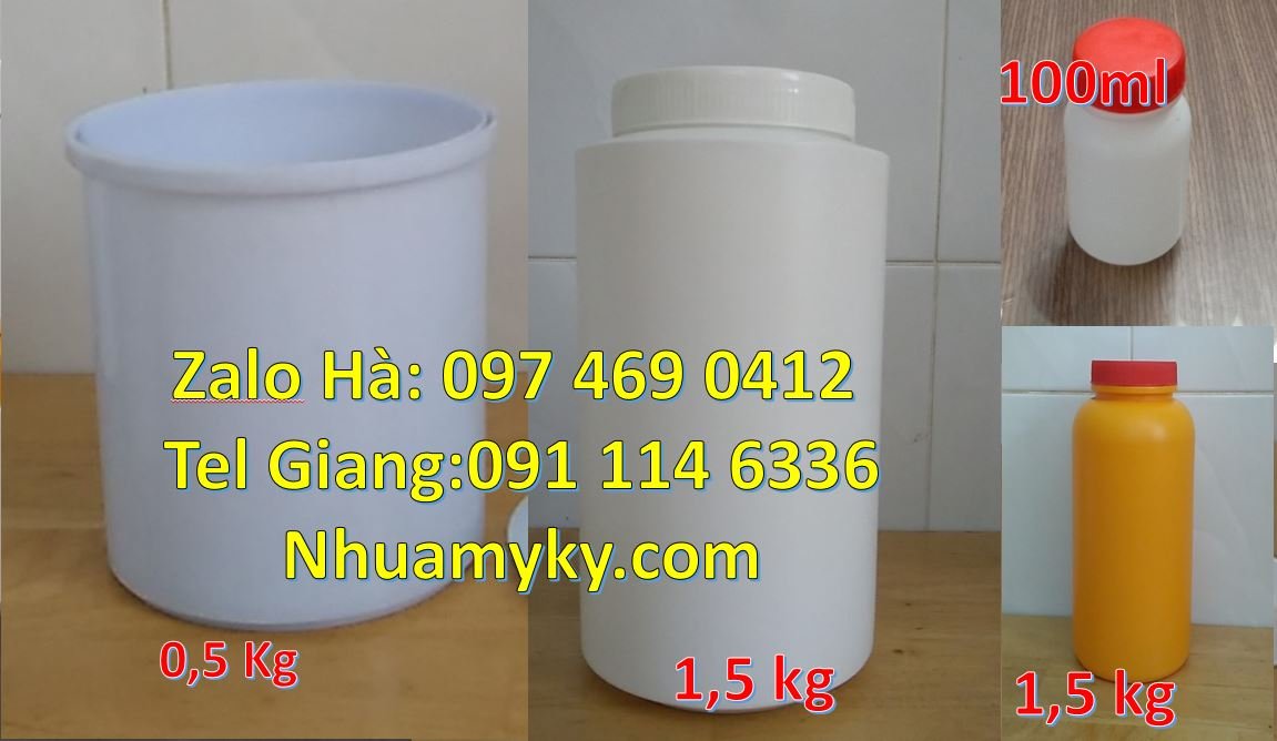 Bán hũ nhựa 500g đựng mỹ phẩm.hũ nhựa 1kg đựng hóa chất,hũ nhựa 100g r