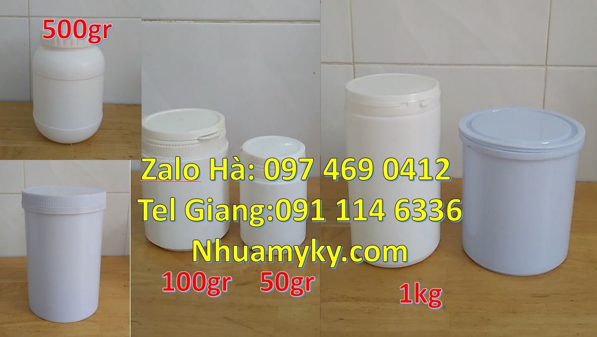 Bán hũ nhựa 500g đựng mỹ phẩm.hũ nhựa 1kg đựng hóa chất,hũ nhựa 100g r