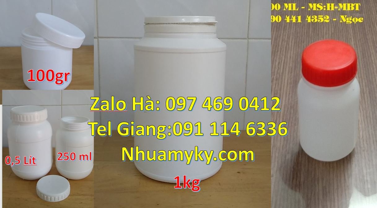 Bán hũ nhựa 500g đựng mỹ phẩm.hũ nhựa 1kg đựng hóa chất,hũ nhựa 100g r