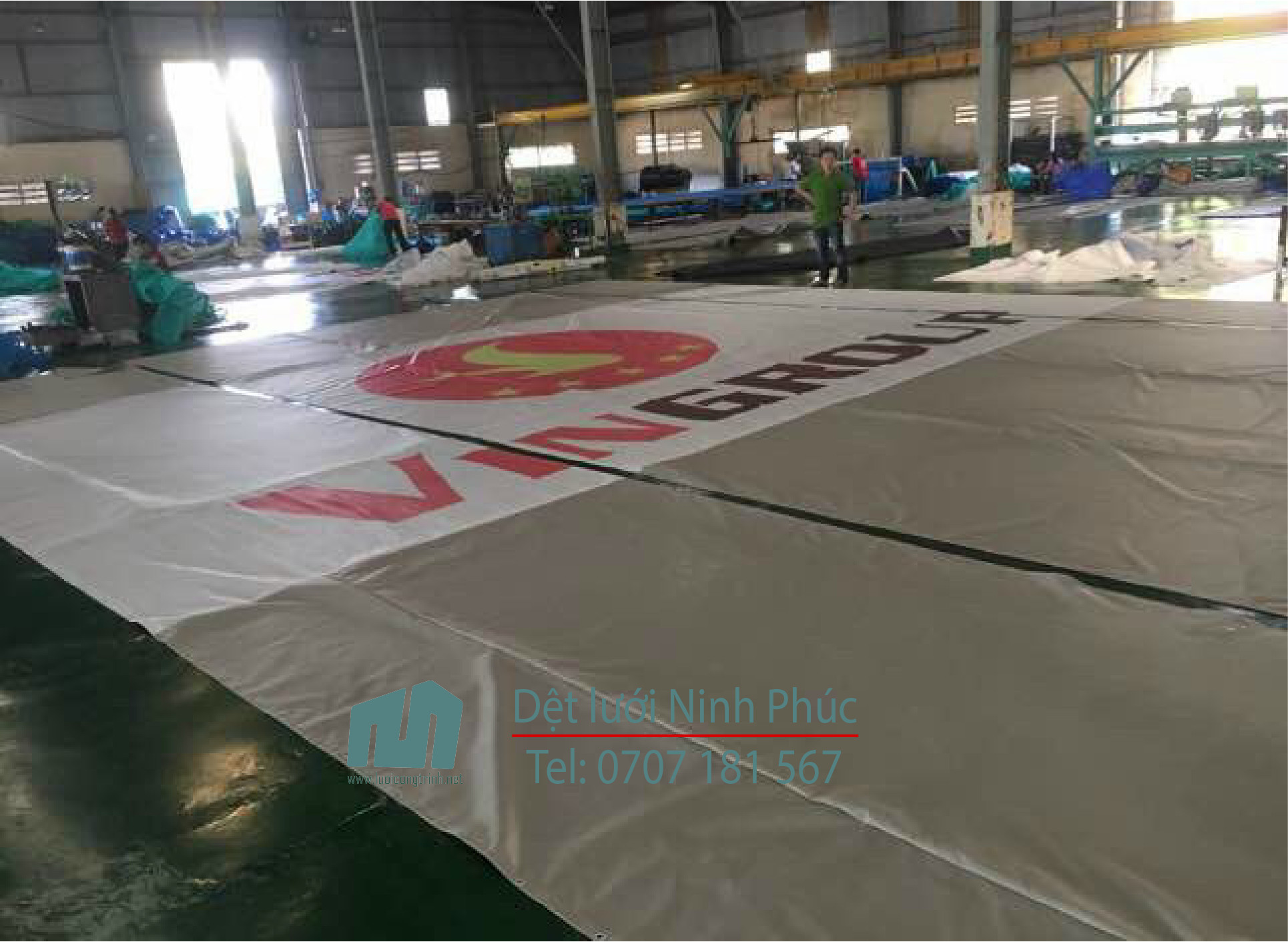 Lưới PVC  In logo hệ gangform cho công trình xây dựng Lưới công trình