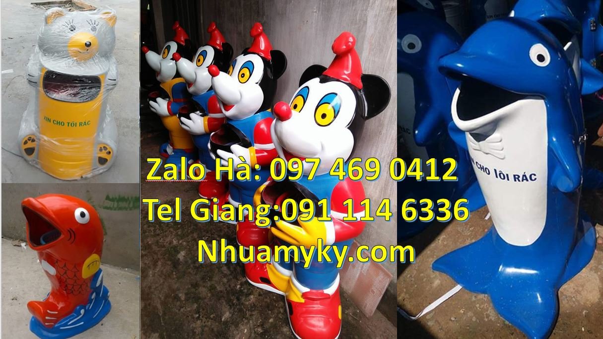 Bán thùng rác hình con vật giá rẻ,thùng rác hình con cá chép màu đỏ