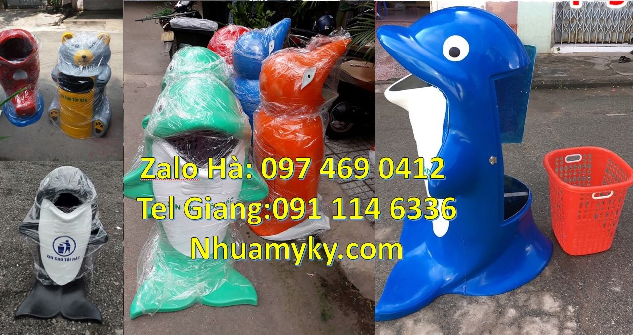 Bán thùng rác hình con vật giá rẻ,thùng rác hình con cá chép màu đỏ