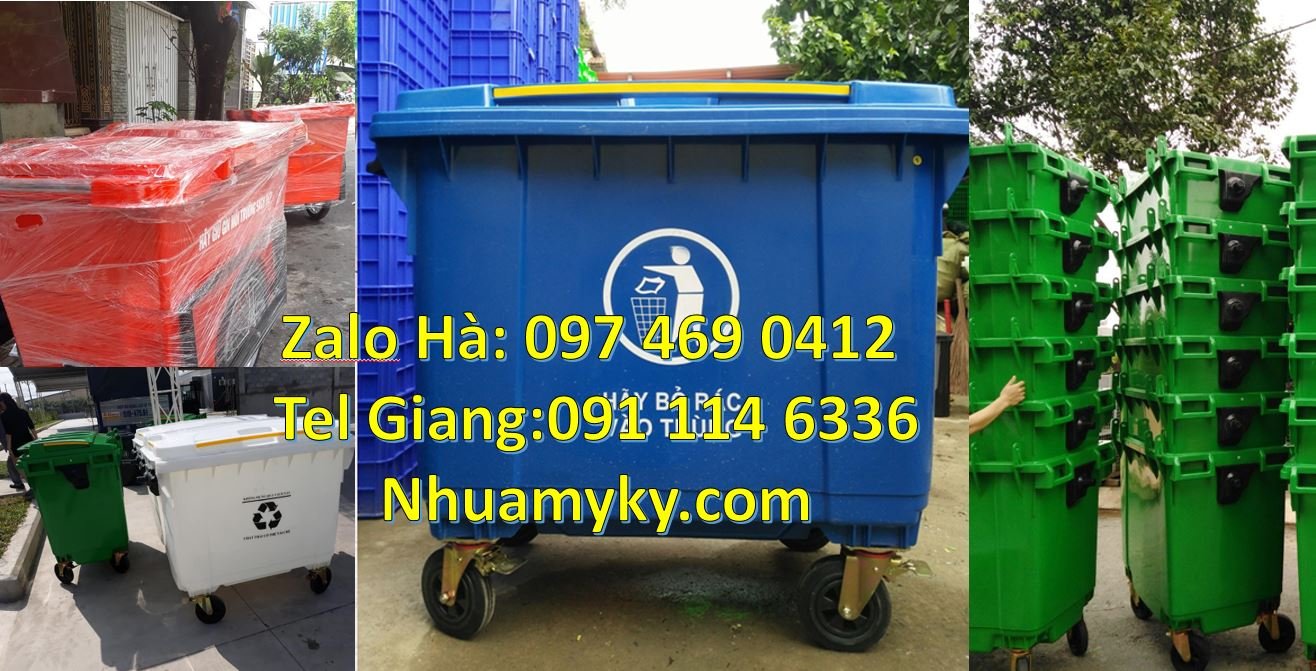Bán xe thu gom rác 660l 4 bánh xe,xe thu gom rác 1000l có tay đẩy rẻ