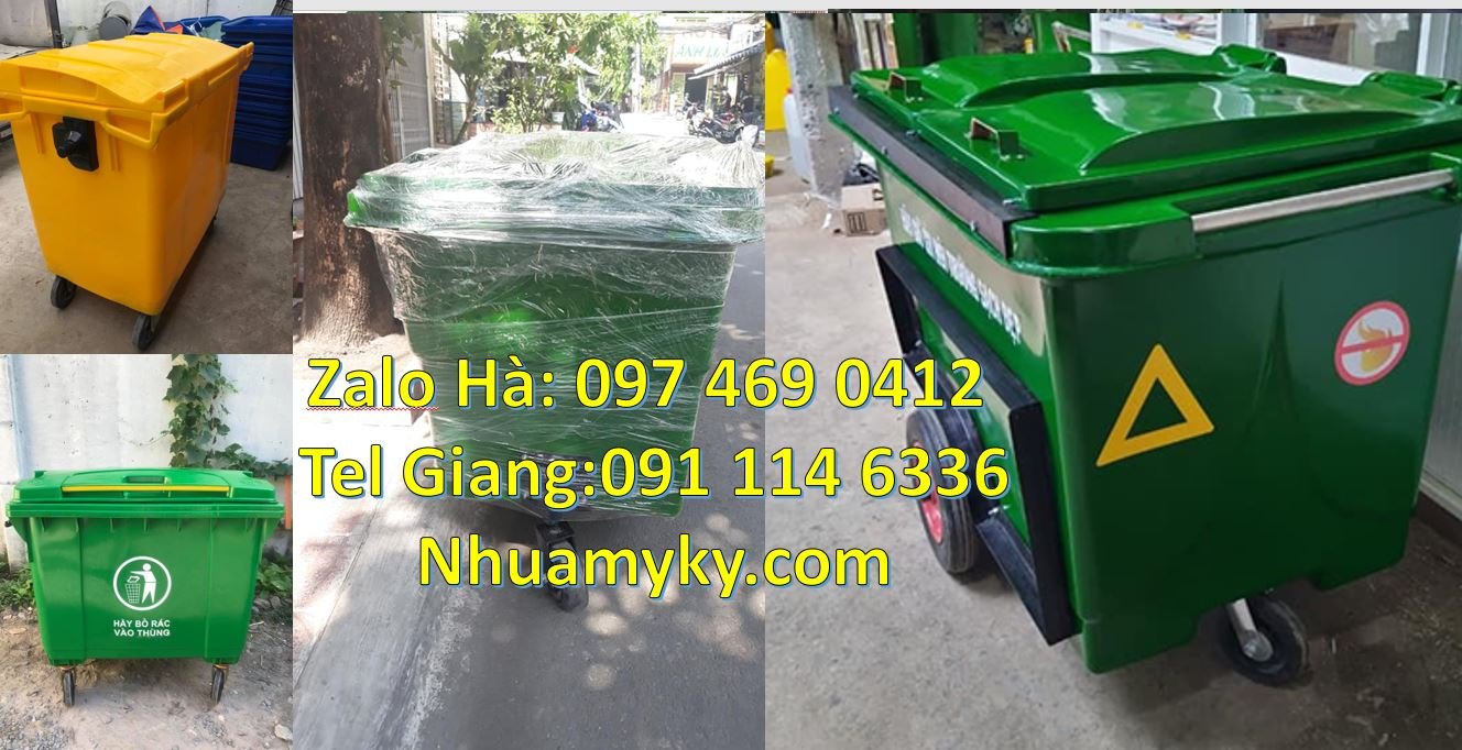 Bán xe thu gom rác 660l 4 bánh xe,xe thu gom rác 1000l có tay đẩy rẻ