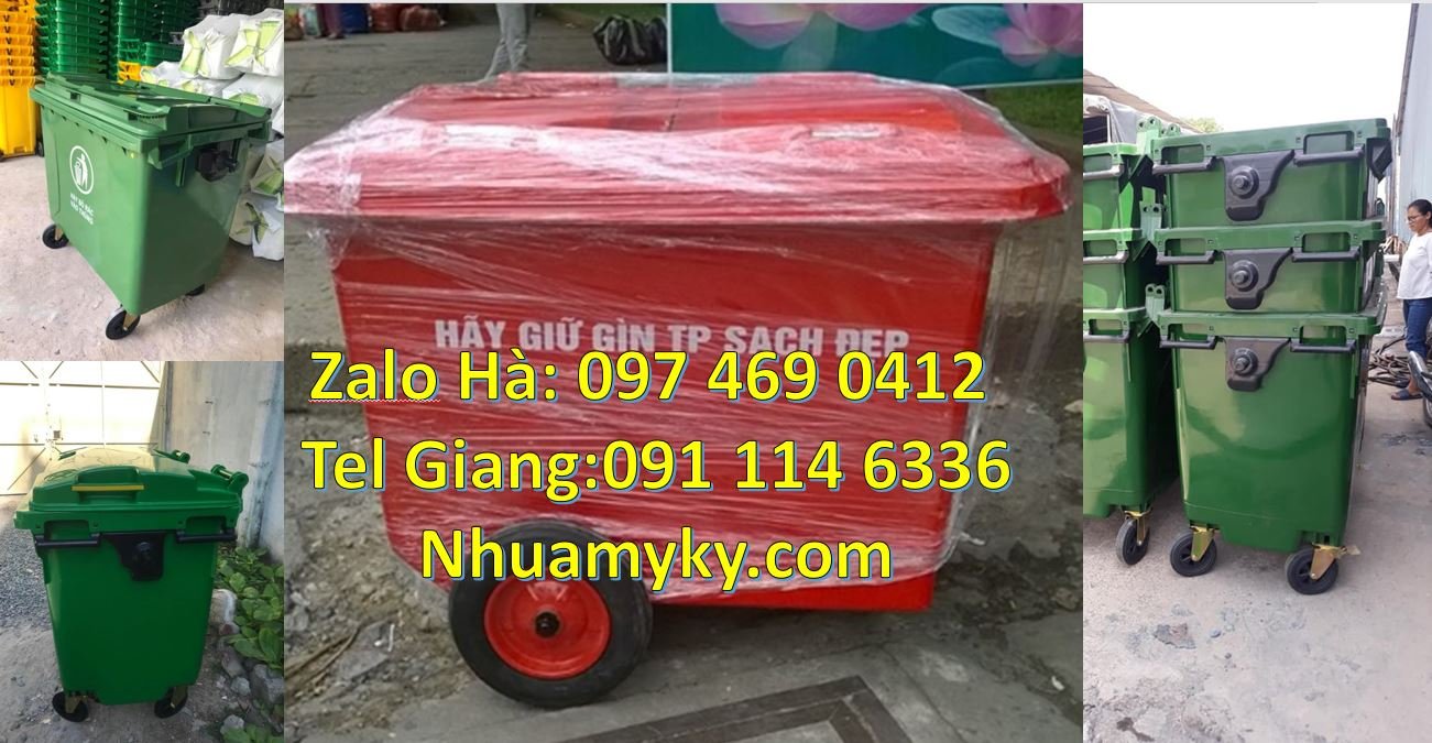 Bán xe thu gom rác 660l 4 bánh xe,xe thu gom rác 1000l có tay đẩy rẻ
