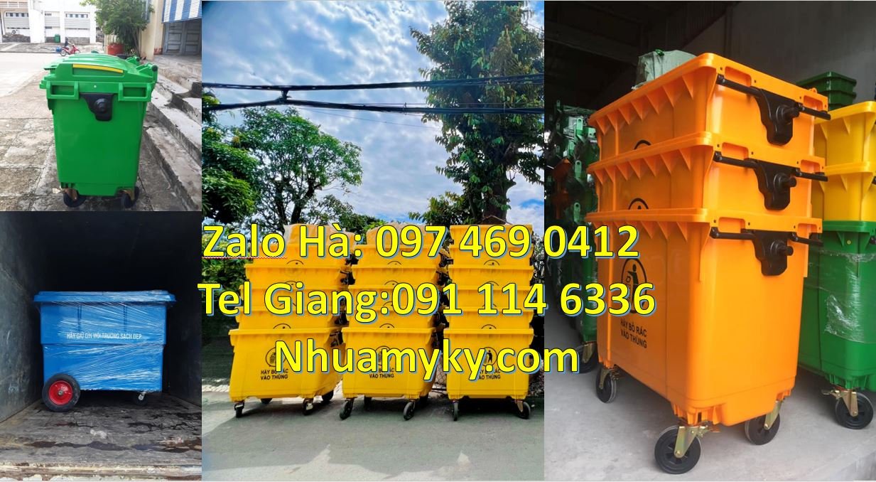 Bán xe thu gom rác 660l 4 bánh xe,xe thu gom rác 1000l có tay đẩy rẻ