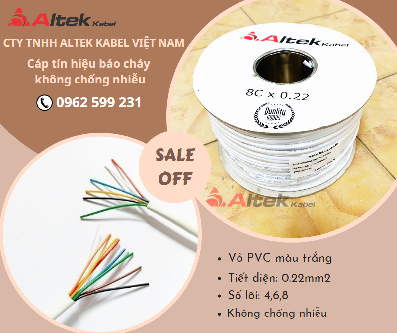 Cáp tín hiệu báo cháy Altek kabel/ Cáp chậm cháy/ báo khói