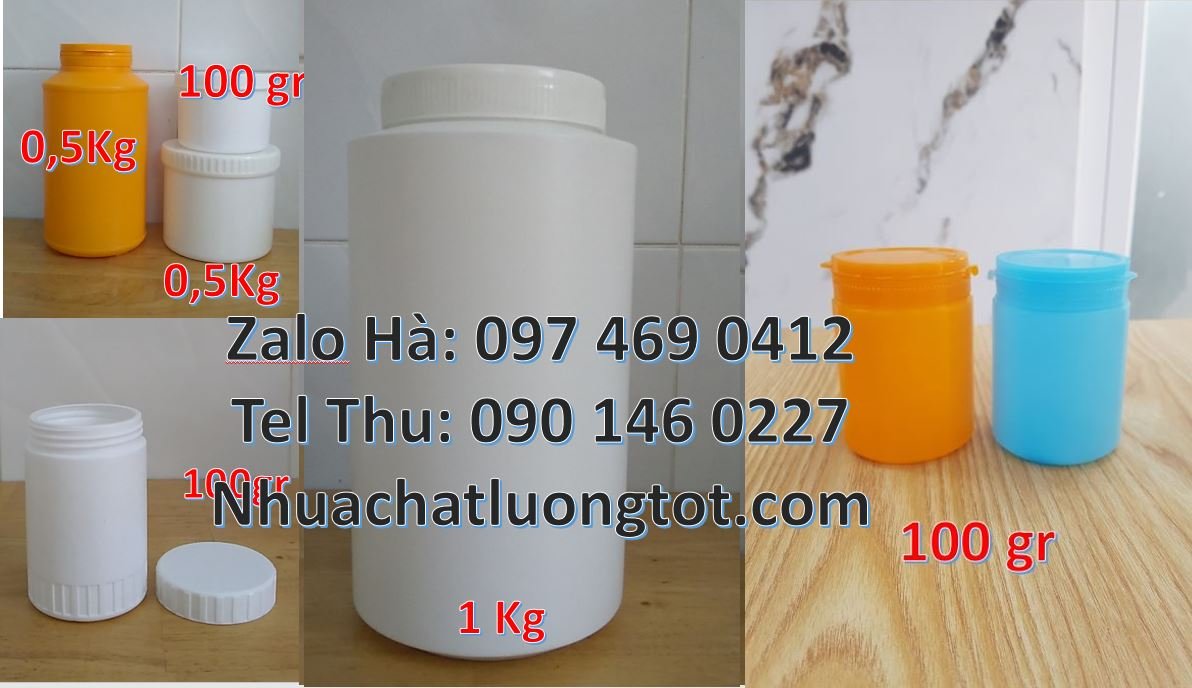 Bán hũ nhựa 600ml đựng hóa chất,hũ nhựa 1k trắng nắp vặn chất lượng ca