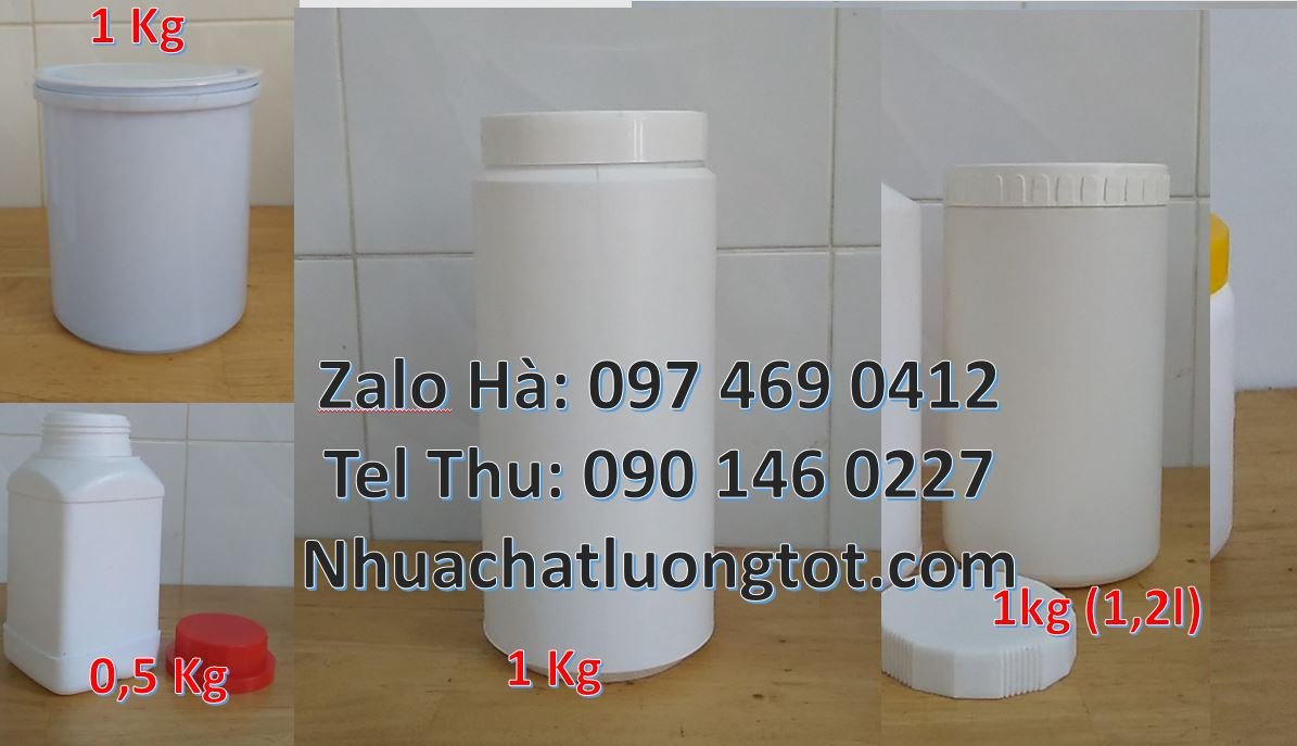 Bán hũ nhựa 600ml đựng hóa chất,hũ nhựa 1k trắng nắp vặn chất lượng ca