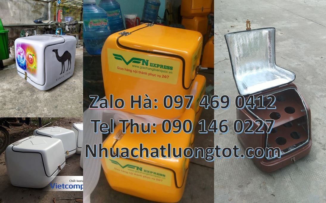 Bán thùng giao hàng đằng sau xe máy giá rẻ,thùng giao đồ ăn nhanh nước