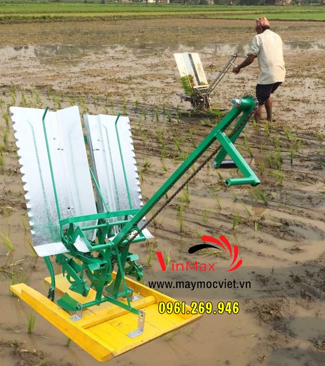 Máy cấy lúa mạ nhổ 2 hàng dắt tay năng suất cao