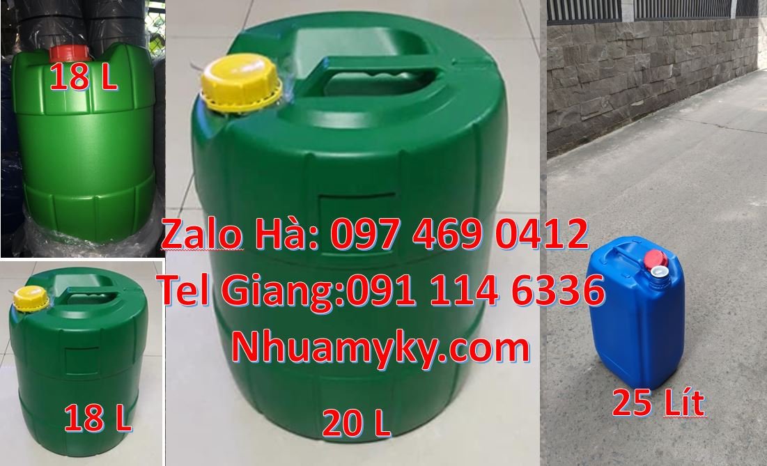 Bán can nhựa 25l có nắp thoát khí,can nhựa 18l tròn đựng nước sinh hoa