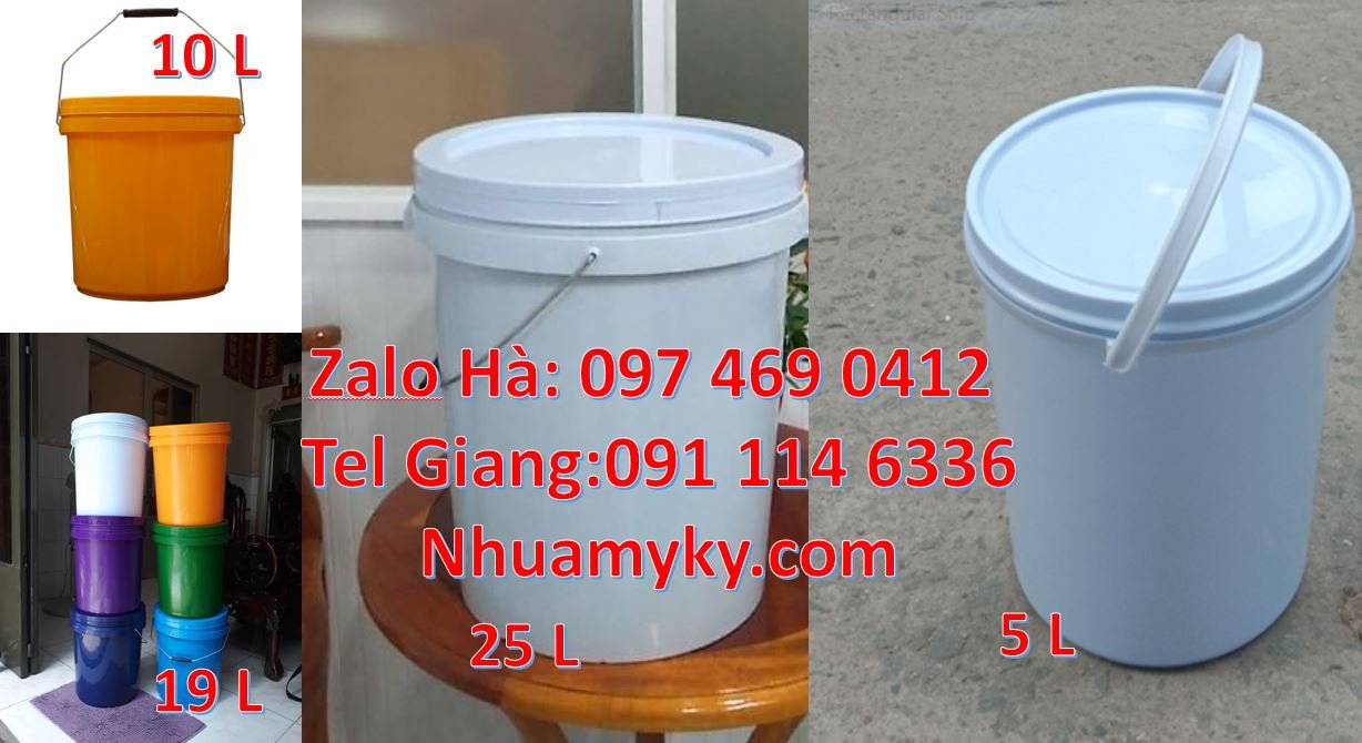 Bán thùng nhựa đựng sơn 22l quai sắt,thùng sơn 30l màu trắng nắp chiết