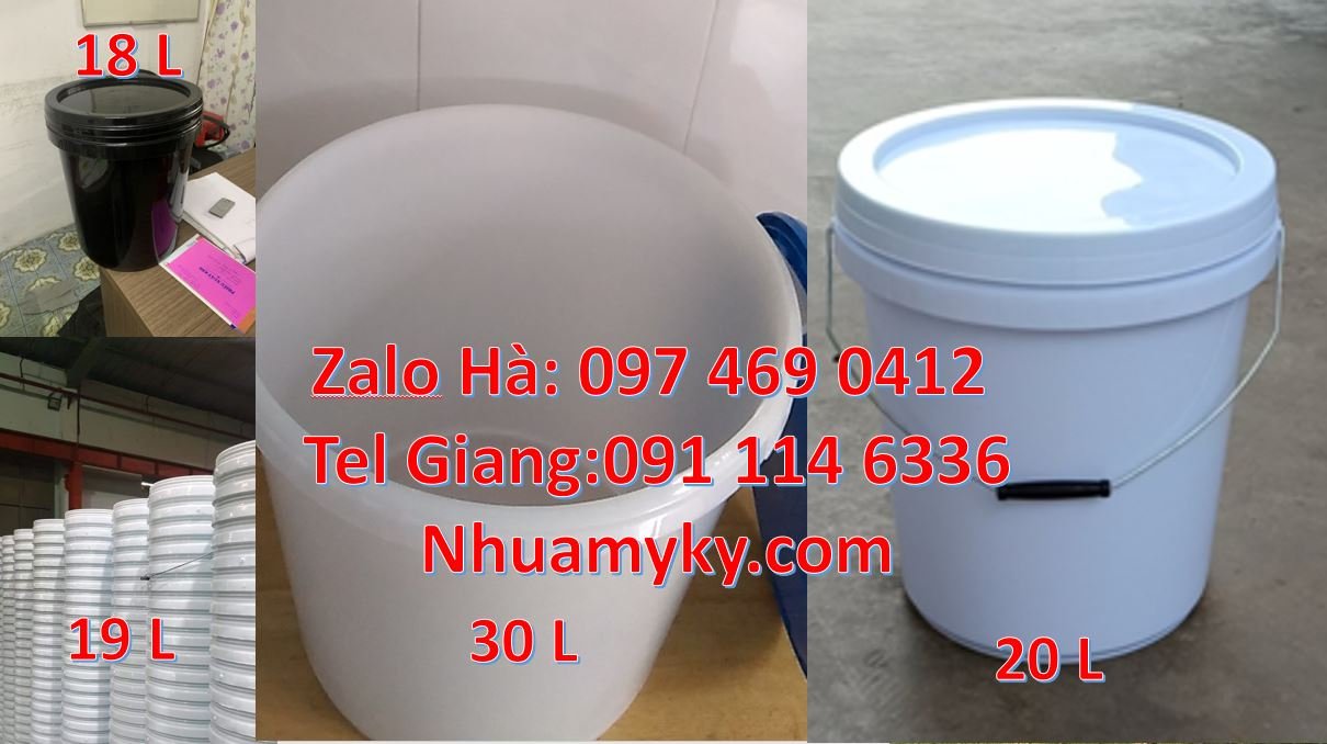 Bán thùng nhựa đựng sơn 22l quai sắt,thùng sơn 30l màu trắng nắp chiết
