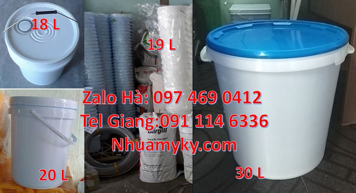 Bán thùng nhựa đựng sơn 22l quai sắt,thùng sơn 30l màu trắng nắp chiết