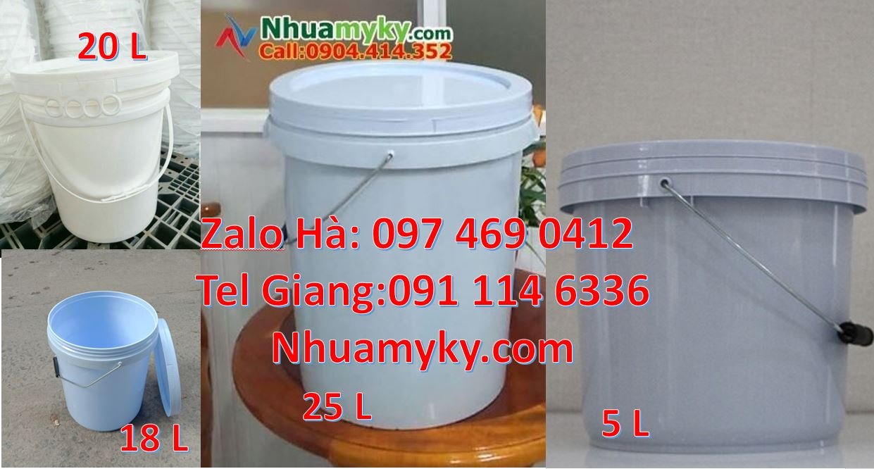 Bán thùng nhựa đựng sơn 22l quai sắt,thùng sơn 30l màu trắng nắp chiết