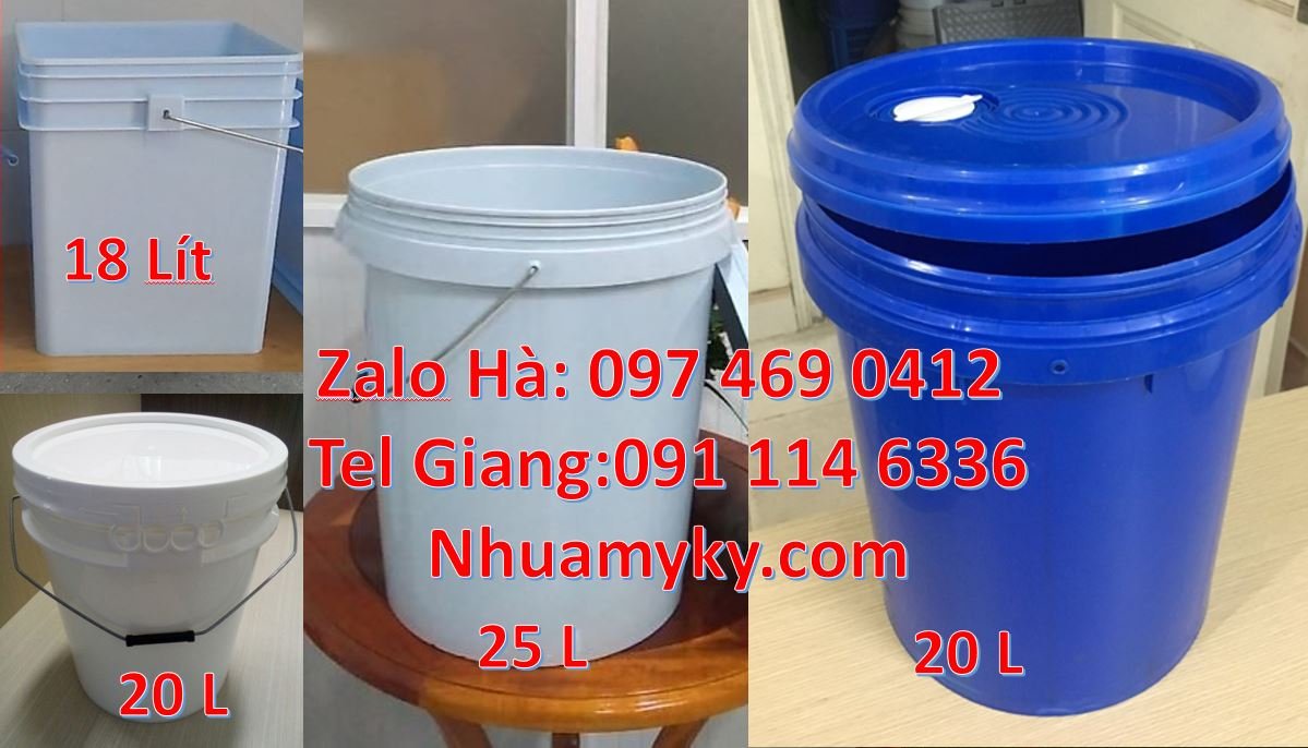 Bán thùng nhựa đựng sơn 22l quai sắt,thùng sơn 30l màu trắng nắp chiết
