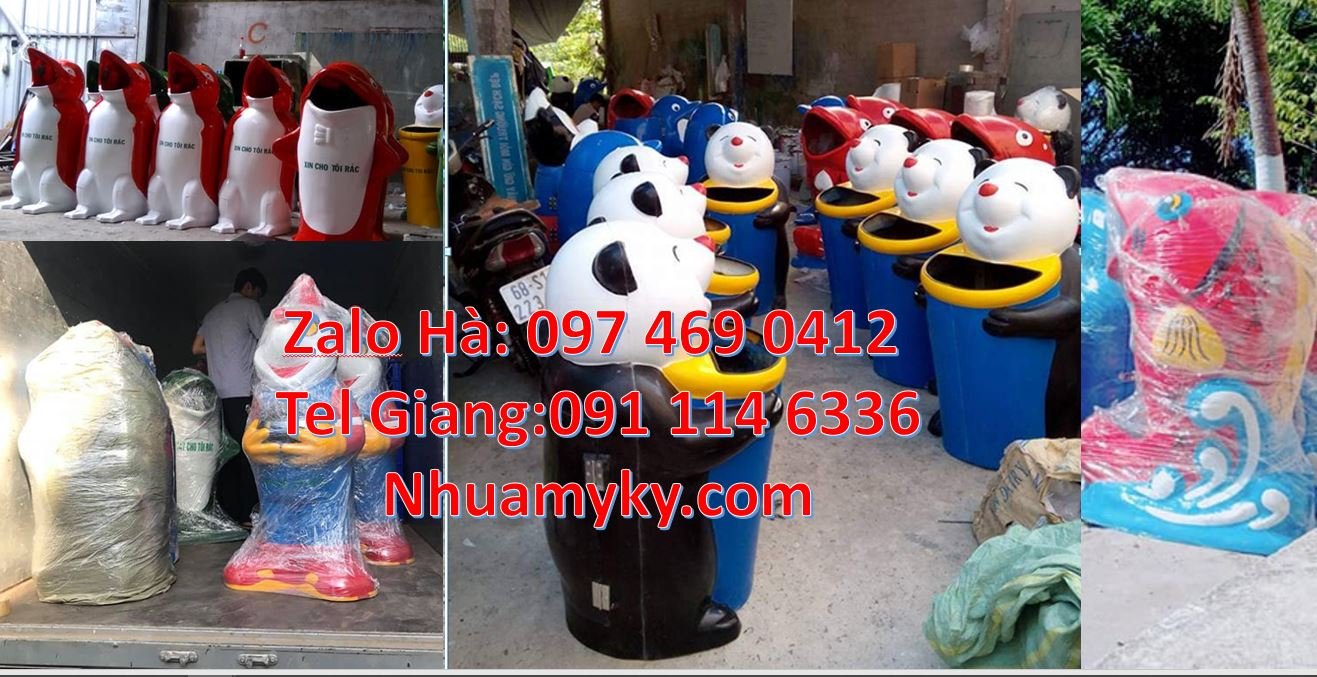 Bán thùng rác hình con thú chất lượng cao,thùng rác hình con gấu trúc
